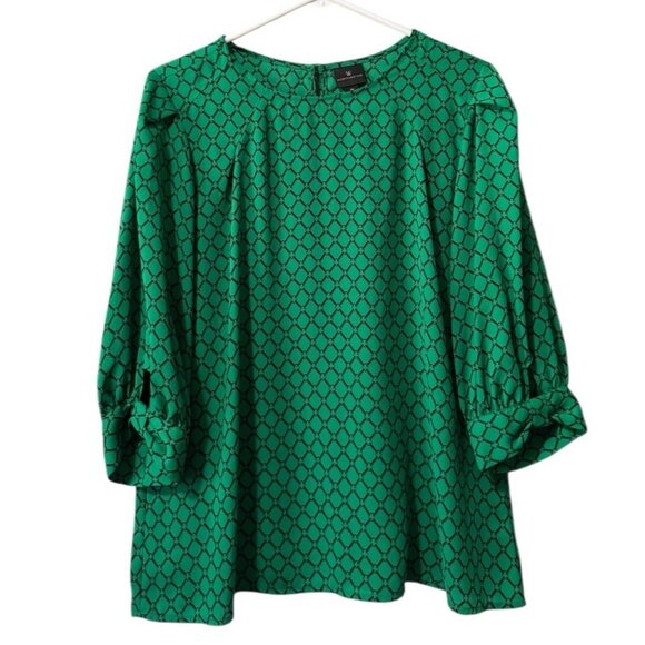 Worthington Women Green Size Medium 3/4 Sleeve Blouse Keyhole Lightweight Career - Picture 1 of 11